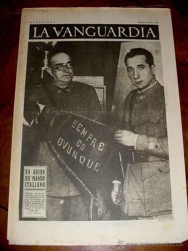 Military Antiques: LA VANGUARDIA - EL GUION DE MANDO ITALIANO - 4 PAG - 15 DE MAYO DE 1937 - PLENA GUERRA CIVIL - MUCHA