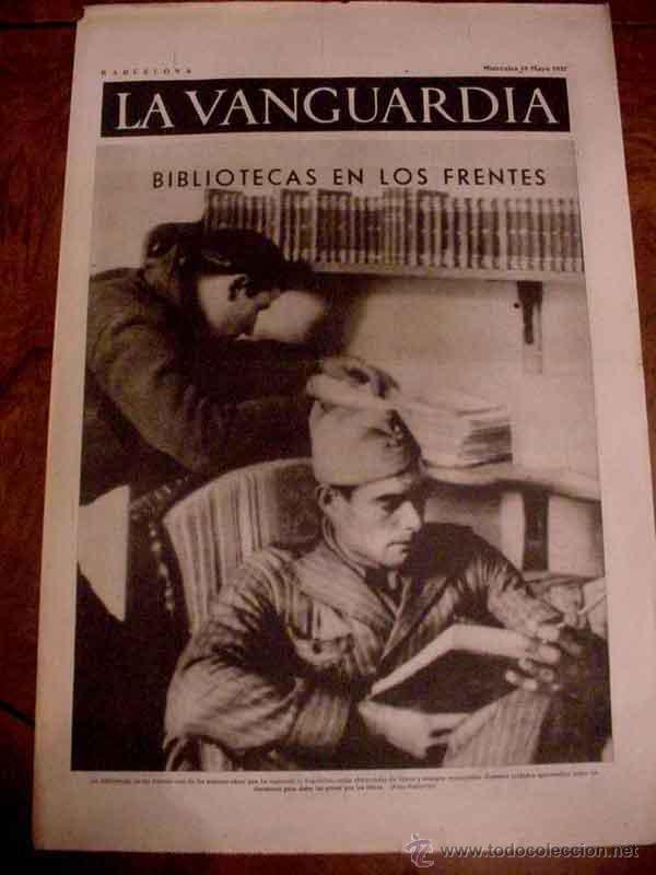 Militaria: LA VANGUARDIA - BIBLIOTECAS EN LOS FRENTES - LA CORONACION DE LOS REYES DE INGLATERRA - 4 PAG - 19 D