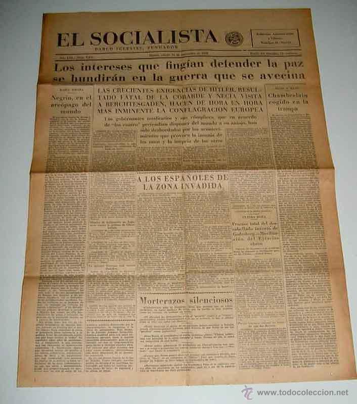 Militaria: ANTIGUO PERIODICO EL SOCIALISTA - 7 DE JUNIO DE 1938 - PLENA GUERRA CIVIL - LOS AVIONES ANONIMOS OPE