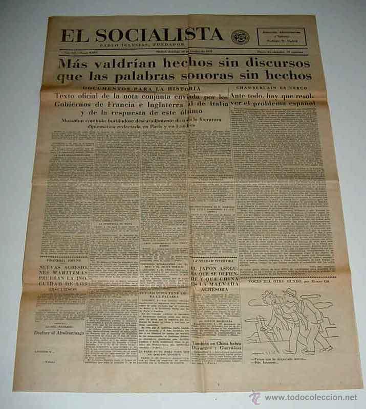 Militaria: ANTIGUO PERIODICO EL SOCIALISTA - 10 DE OCTUBRE DE 1937 - PLENA GUERRA CIVIL - MAS VALDRIAN HECHOS S