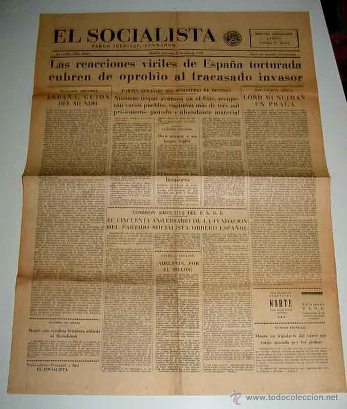 Militaria: ANTIGUO PERIODICO EL SOCIALISTA, PLENA GUERRA CIVIL - 27 DE FEBRERO DE 1938 - LAS REACCIONES VIRILES