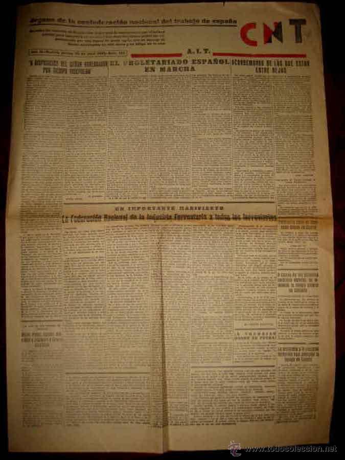 Militaria: ANTIGUO PERIODICO DE LA CNT . REPUBLICA 20 DE ABRIL DE 1933 . 4 PAGINAS ORGANO DE LA CONFEDERACION N