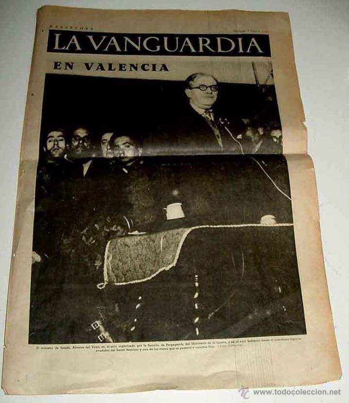 Militaria: PERIODICO LA VANGUARDIA, 3 DE ENERO DE 1937, PLENA GUERRA CIVIL, CONSTA DE 4 PAGINAS Y MIDE 49 X 33