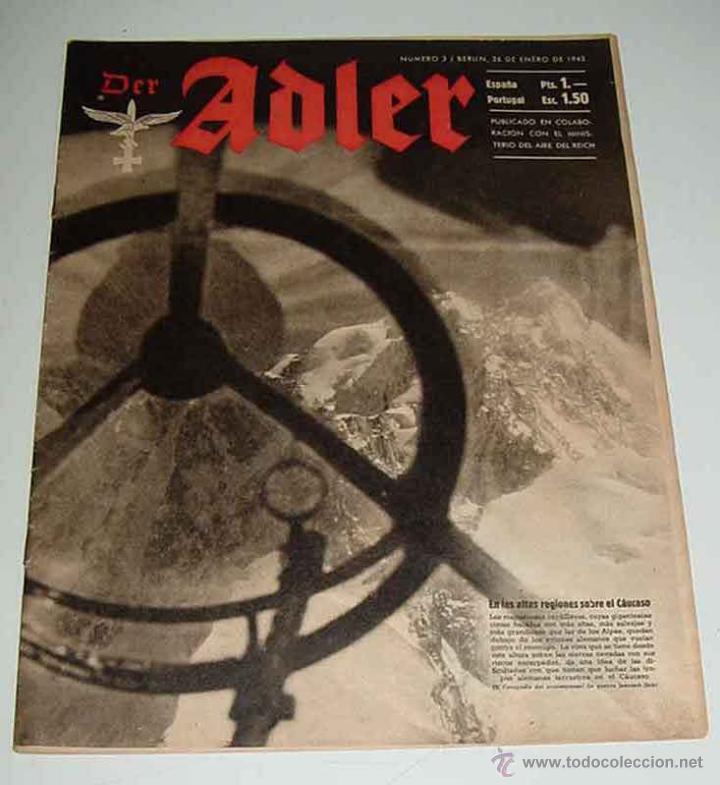 Militaria: ANTIGUA REVISTA DER ADLER - Revista alemana de la Luftwaffe n&ordm; 2  de 1943 - propaganda alemana II Gu