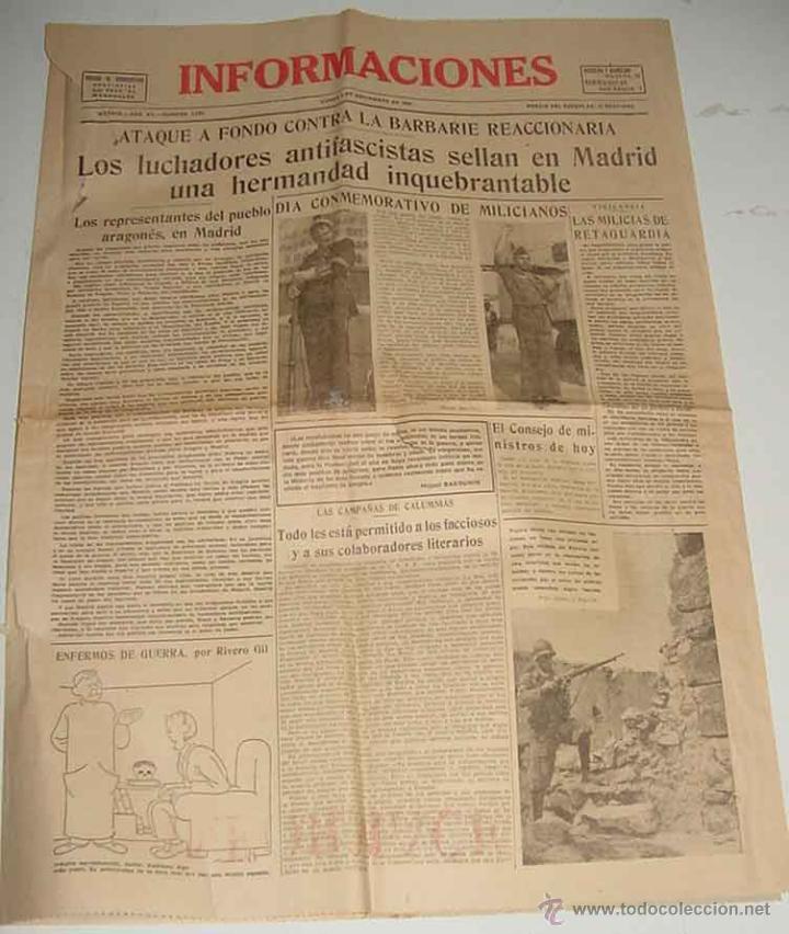 Militaria: ANTIGUO PERIODICO DEL INICIO DE LA GUERRA CIVIL - INFORMACIONES - MADRID 2 DE SEPTIEMBRE DE 1936 - V