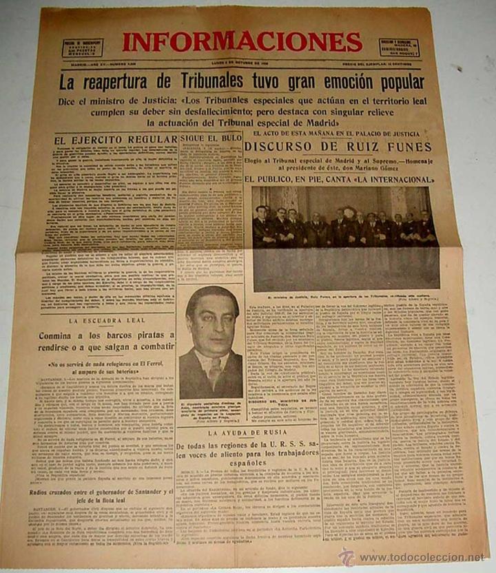 Militaria: ANTIGUO PERIODICO PLENA GUERRA CIVIL - INFORMACIONES - 5 DE OCTUBRE DE 1936 - LA ESTACION DE AYERBA