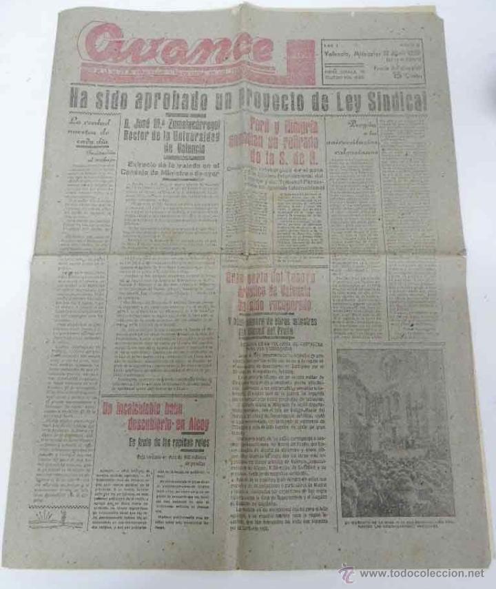 Militaria: ANTIGUO PERIODICO AVANCE - PLENA GUERRA CIVIL - DIARIO DE LA 3&ordf;. COMPA&Ntilde;IA DE RADIODIFUSION Y PROPAGA