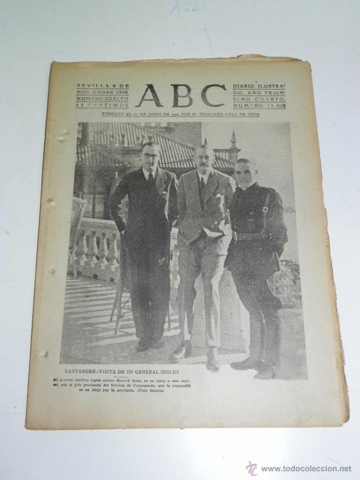 Military Antiques: ANTIGUO PERIODICO ABC NUM. 11058 DE 9 DE NOVIEMBRE DE 1938, PLENA GUERRA CIVIL, BATALLA DEL EBRO, PA