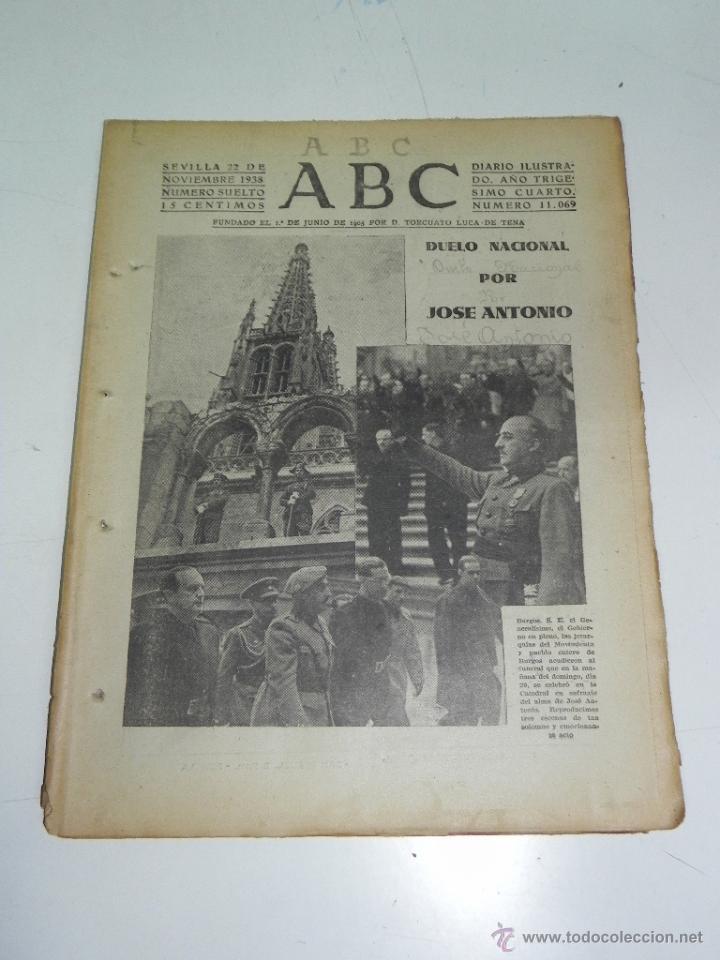 Military Antiques: ANTIGUO PERIODICO ABC NUM. 11069 DE 22 DE NOVIEMBRE DE 1938, PLENA GUERRA CIVIL, BATALLA DEL EBRO, F