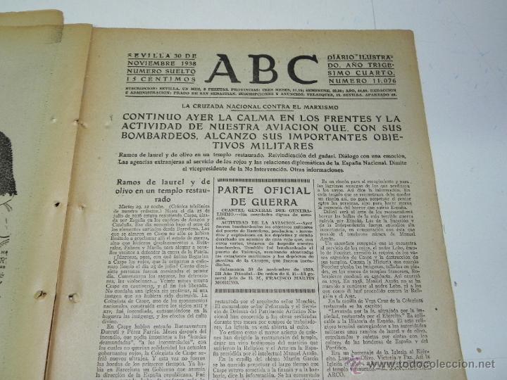 Military Antiques: ANTIGUO PERIODICO ABC NUM. 11076 DE 30  DE NOVIEMBRE DE 1938, PLENA GUERRA CIVIL, BATALLA DEL EBRO,