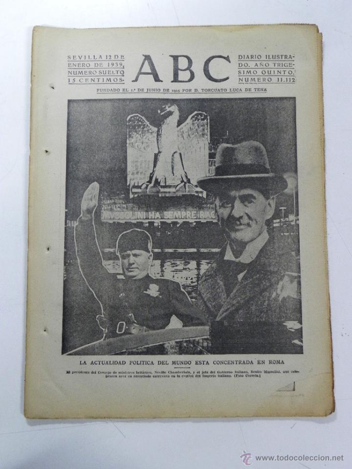 Military Antiques: ANTIGUO PERIODICO ABC NUM. 11112 DE 12 DE ENERO DE 1939, PARTE OFICIAL DE GUERRA, TRIUNFAL FASE DECI