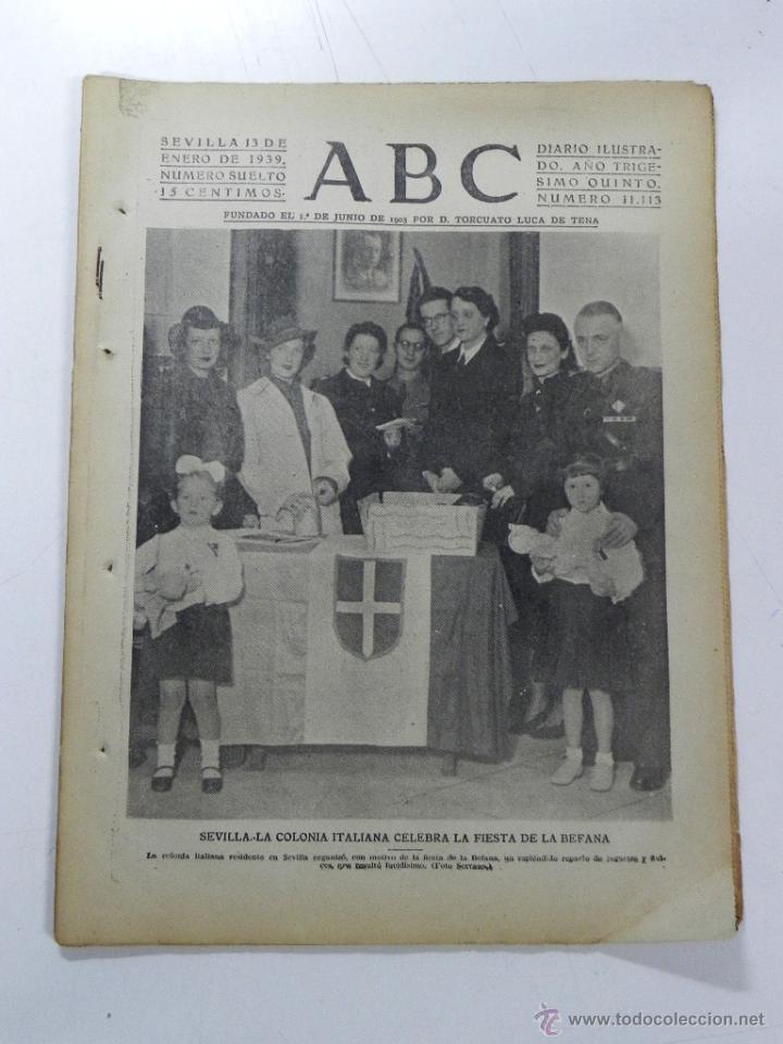 Military Antiques: ANTIGUO PERIODICO ABC NUM. 11113 DE 13 DE ENERO DE 1939, PARTE OFICIAL DE GUERRA, SINTESIS TRIUNFAL