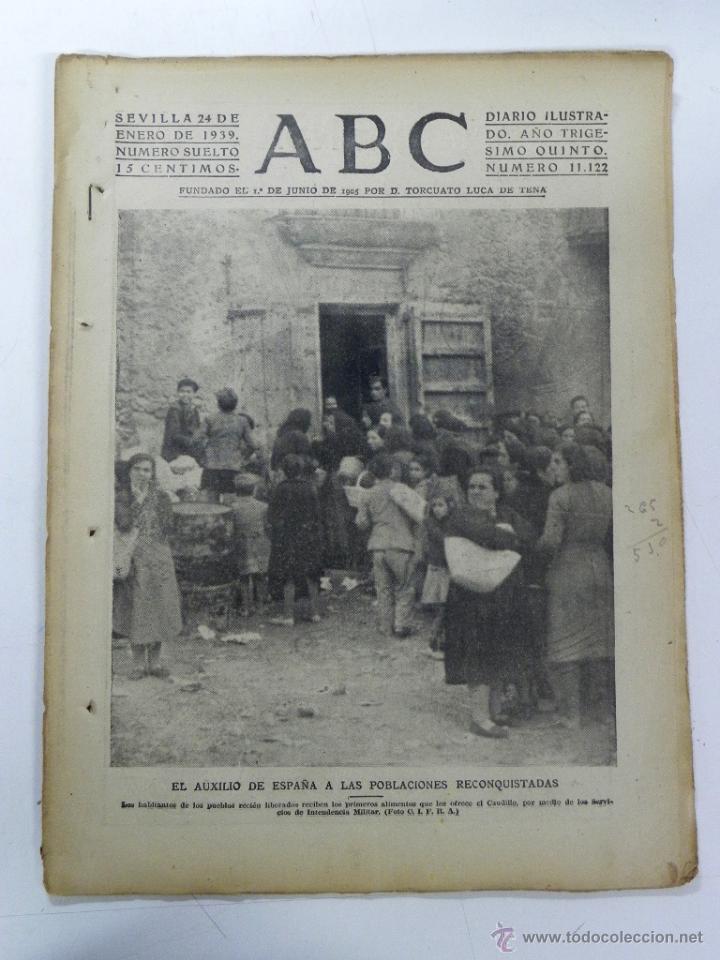 Military Antiques: ANTIGUO PERIODICO ABC NUM. 11122 DE 24 DE ENERO DE 1939, PARTE OFICIAL DE GUERRA, EL AUXILIO DE ESPA