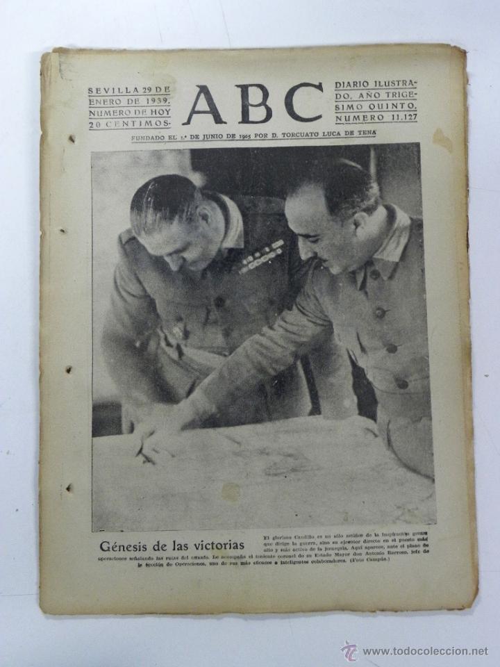 Military Antiques: ANTIGUO PERIODICO ABC NUM. 11127 DE 29 DE ENERO DE 1939, PARTE OFICIAL DE GUERRA, LOS SOLDADOS DE ES