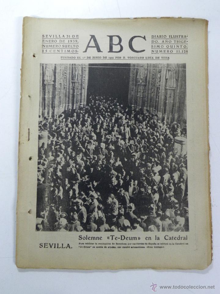 Military Antiques: ANTIGUO PERIODICO ABC NUM. 11128 DE 31 DE ENERO DE 1939, PARTE OFICIAL DE GUERRA, CONTINUA EL EJERCI