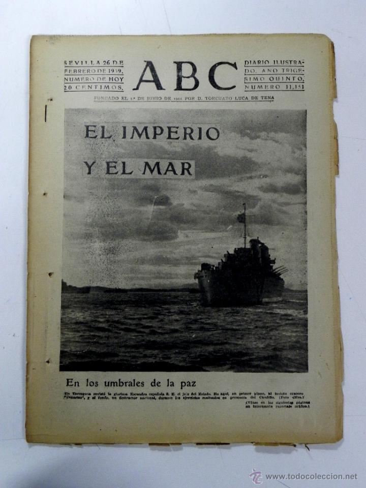 Military Antiques: ANTIGUO PERIODICO ABC NUM. 11151 DE 26 DE FEBRERO DE 1939, PARTE OFICIAL DE GUERRA, EL IMPERIO Y MAR