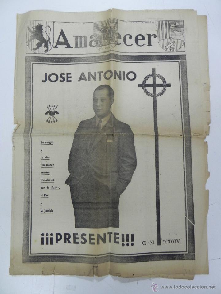 Military Antiques: ANTIGUO PERIODICO AMANECER DE 20 DE NOVIEMBRE DE 1938, NUMERO ESPECAL DEDICADO A JOSE ANTONIO PRIMO