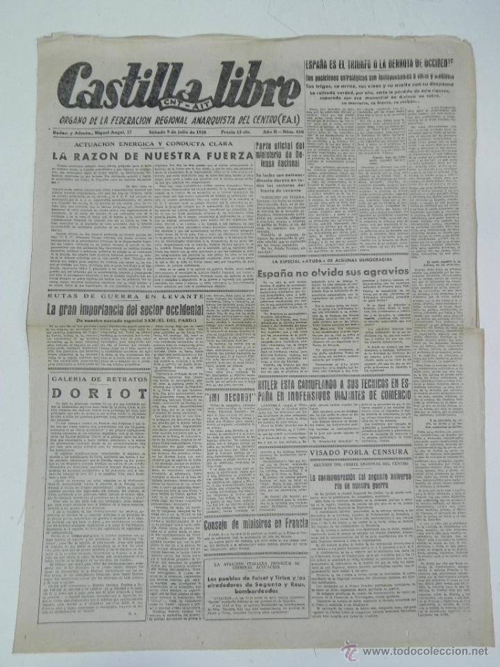 Militaria: ANTIGUO PERIODICO CASTILLA LIBRE - CNT AIT - ORGANO DE LA CONFEDERACION REGIONAL DEL TRABAJO DEL CEN