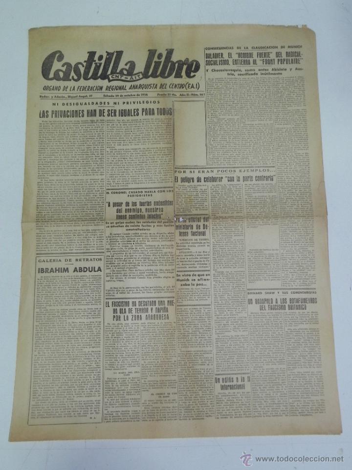 Militaria: ANTIGUO PERIODICO CASTILLA LIBRE - CNT AIT - ORGANO DE LA CONFEDERACION REGIONAL DEL TRABAJO DEL CEN