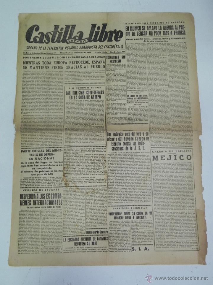 Militaria: ANTIGUO PERIODICO CASTILLA LIBRE - CNT AIT - ORGANO DE LA CONFEDERACION REGIONAL DEL TRABAJO DEL CEN