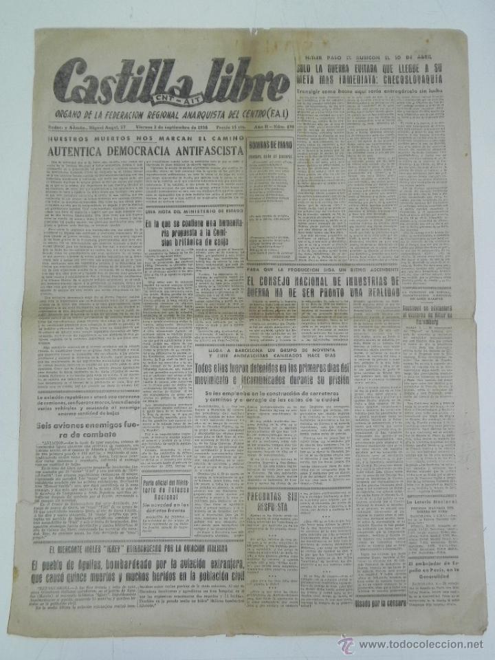 Military Antiques: ANTIGUO PERIODICO CASTILLA LIBRE - CNT AIT - ORGANO DE LA CONFEDERACION REGIONAL DEL TRABAJO DEL CEN
