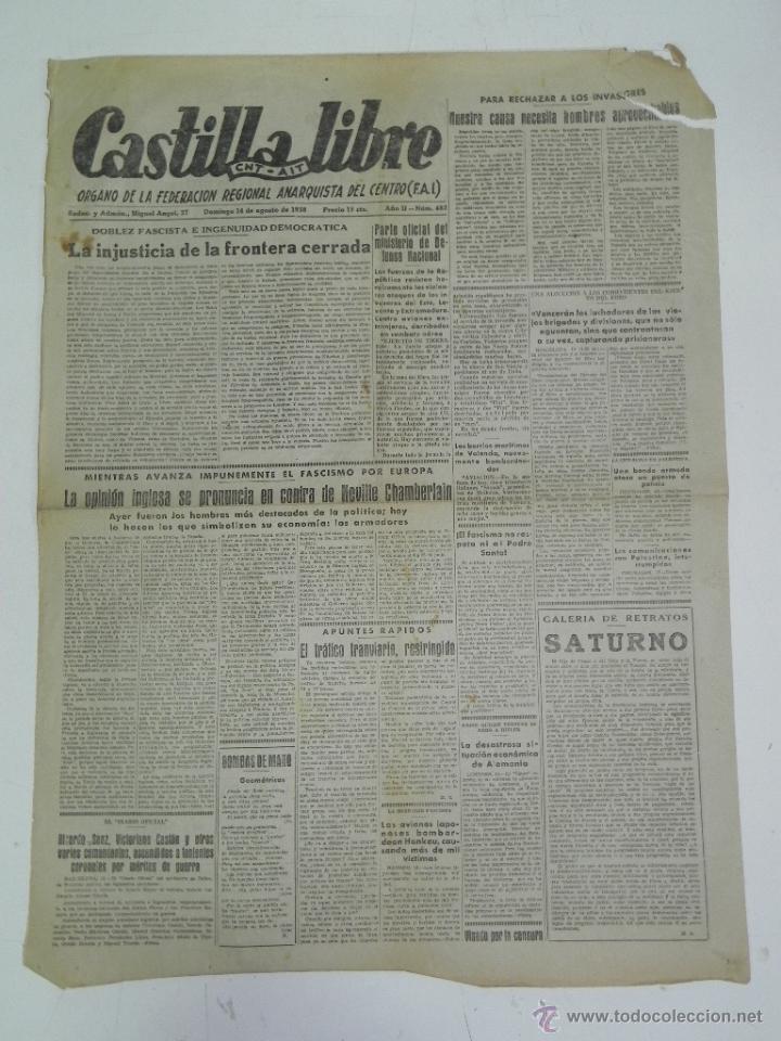 Military Antiques: ANTIGUO PERIODICO CASTILLA LIBRE - CNT AIT - ORGANO DE LA CONFEDERACION REGIONAL DEL TRABAJO DEL CEN