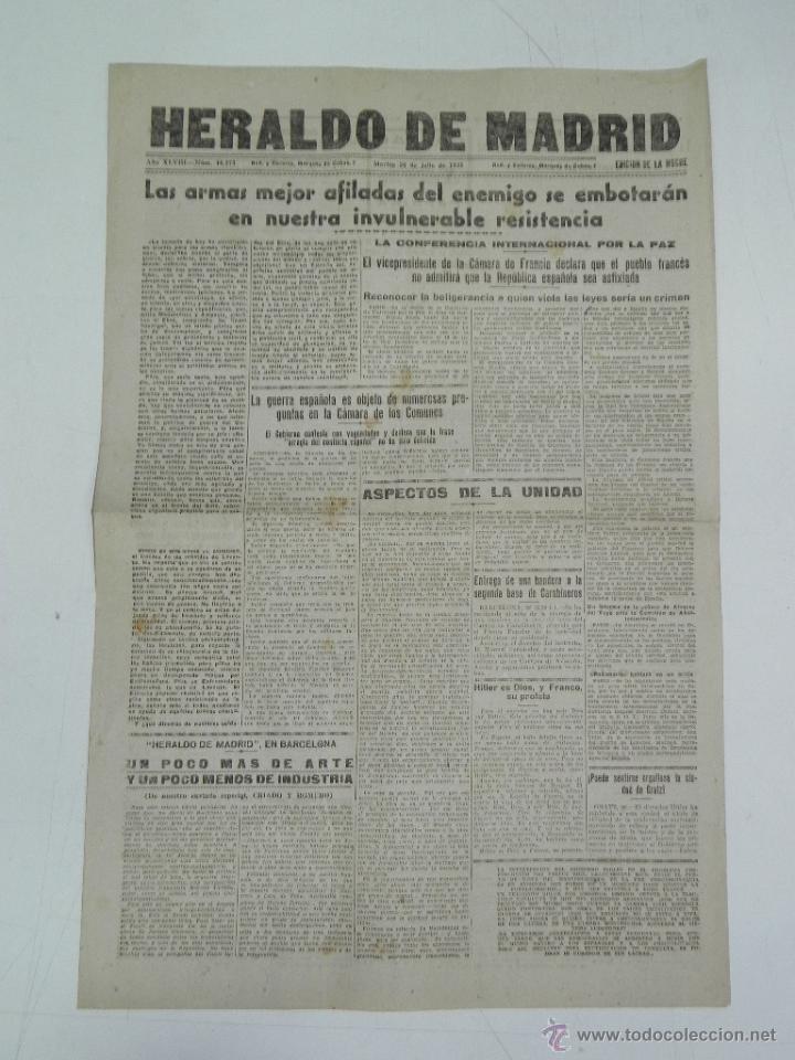 Military Antiques: ANTIGUO PERIODICO HERALDO DE MADRID - 26 DE JULIO DE 1938 - PLENA GUERRA CIVIL - LAS ARMAS MEJOR AFI