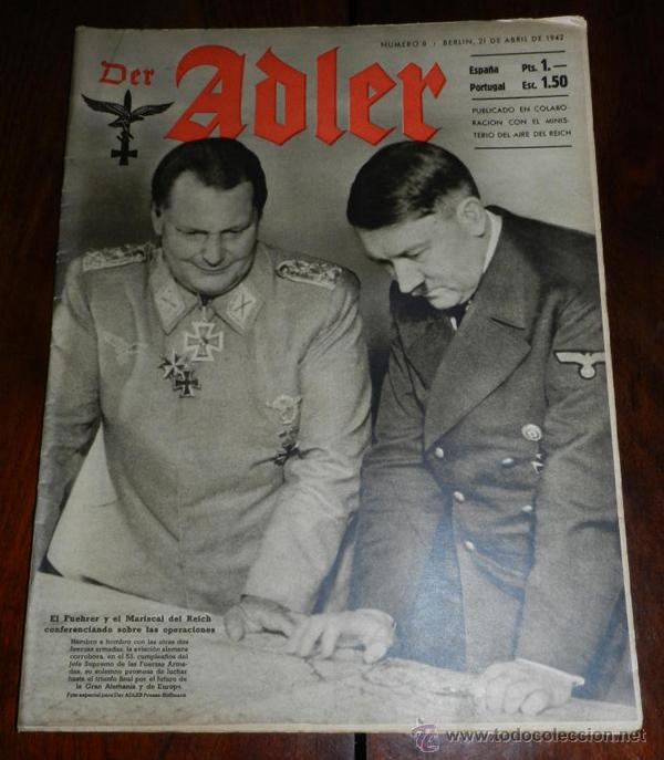 Military Antiques: ESCUDRILLA AZUL, ANTIGUA REVISTA ADLER, NUMERO 8, 21 DE ABRIL DE 1942, TIENE 32 PAGINAS, TAMA&Ntilde;O 25 X