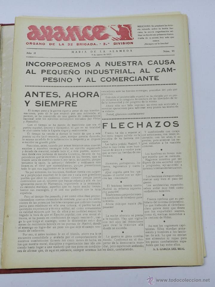 Military Antiques: ANTIGUO PERIODICO AVANCE, ORGANO DE LA 32 BRIGADA. 3&ordf; DIVISION, MARIA DE LA ALAMEDA, 9 DE ENERO DE 1