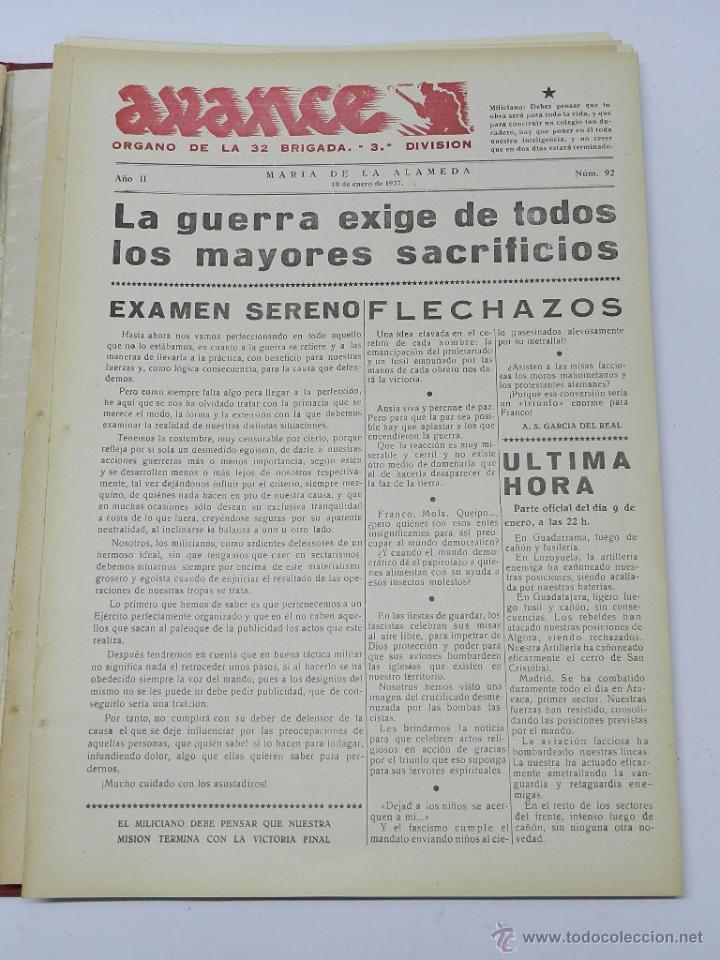 Military Antiques: ANTIGUO PERIODICO AVANCE, ORGANO DE LA 32 BRIGADA. 3&ordf; DIVISION, MARIA DE LA ALAMEDA, 10 DE ENERO DE