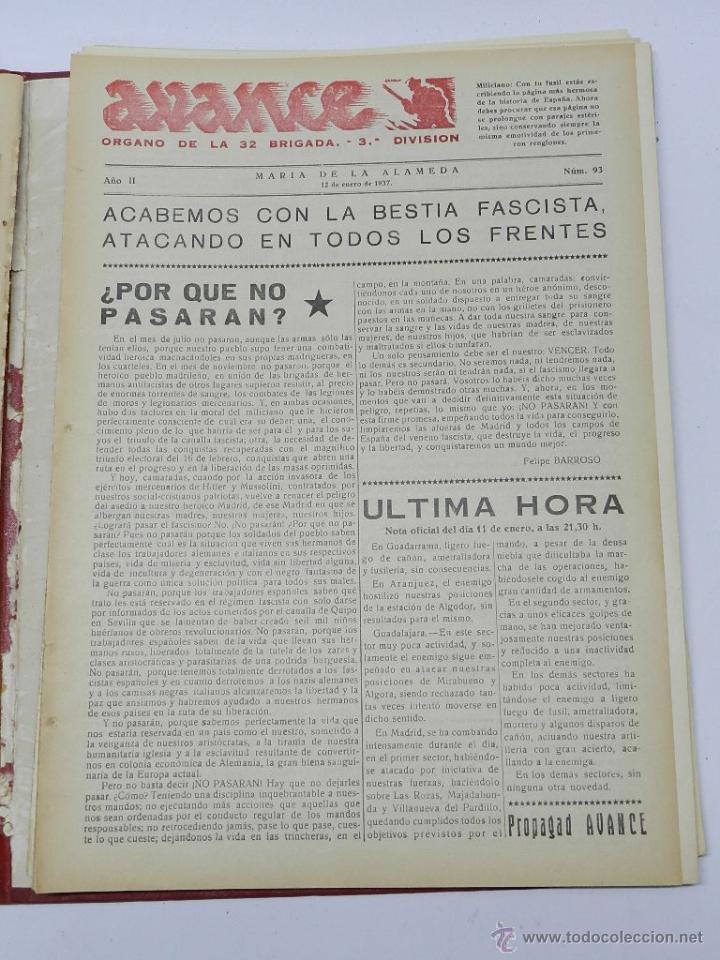 Military Antiques: ANTIGUO PERIODICO AVANCE, ORGANO DE LA 32 BRIGADA. 3&ordf; DIVISION, MARIA DE LA ALAMEDA, 12 DE ENERO DE