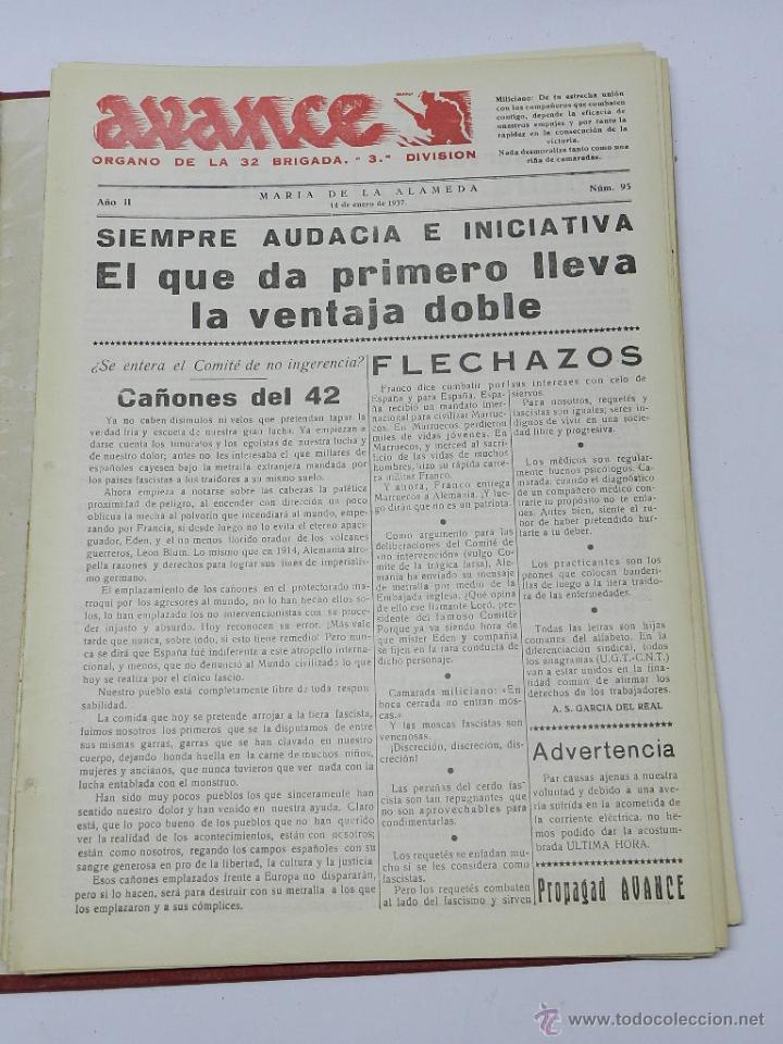Military Antiques: ANTIGUO PERIODICO AVANCE, ORGANO DE LA 32 BRIGADA. 3&ordf; DIVISION, MARIA DE LA ALAMEDA, 14 DE ENERO DE