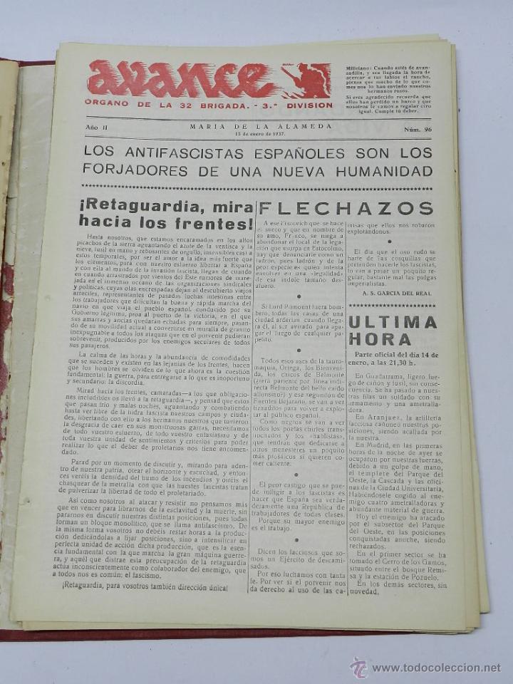Military Antiques: ANTIGUO PERIODICO AVANCE, ORGANO DE LA 32 BRIGADA. 3&ordf; DIVISION, MARIA DE LA ALAMEDA, 15 DE ENERO DE