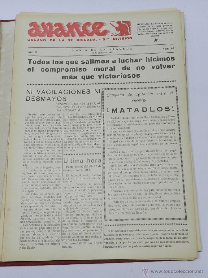 Military Antiques: ANTIGUO PERIODICO AVANCE, ORGANO DE LA 32 BRIGADA. 3&ordf; DIVISION, MARIA DE LA ALAMEDA, 16 DE ENERO DE