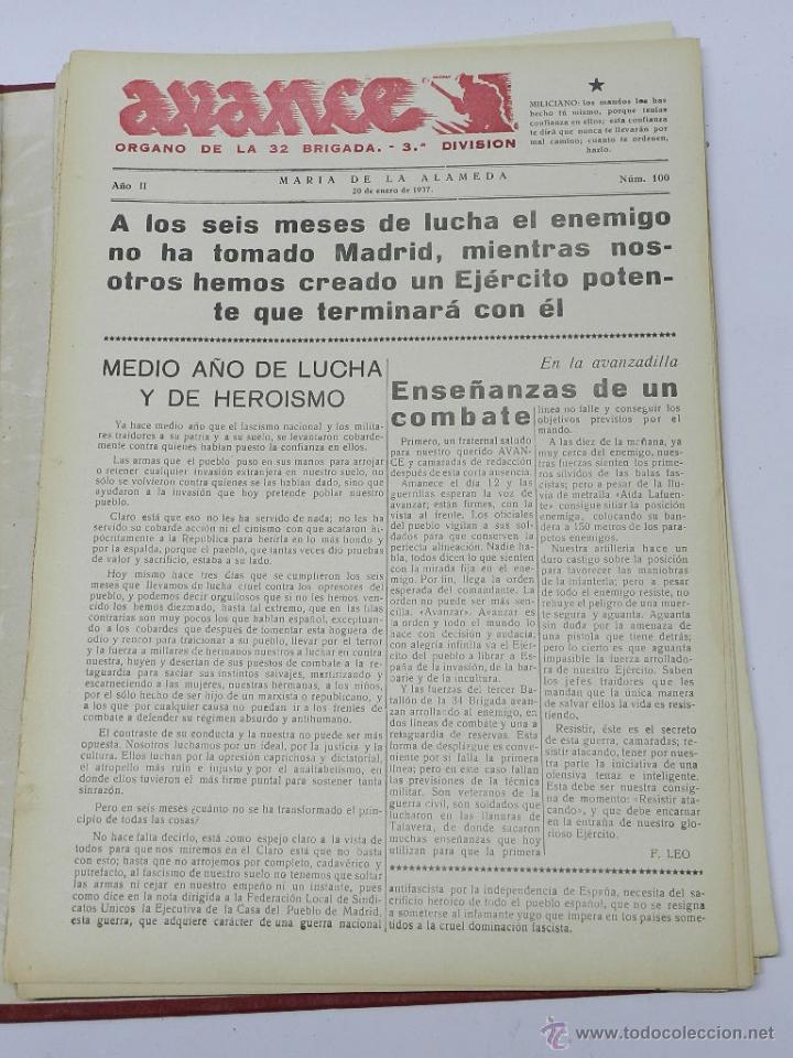 Military Antiques: ANTIGUO PERIODICO AVANCE, ORGANO DE LA 32 BRIGADA. 3&ordf; DIVISION, MARIA DE LA ALAMEDA, 20 DE ENERO DE