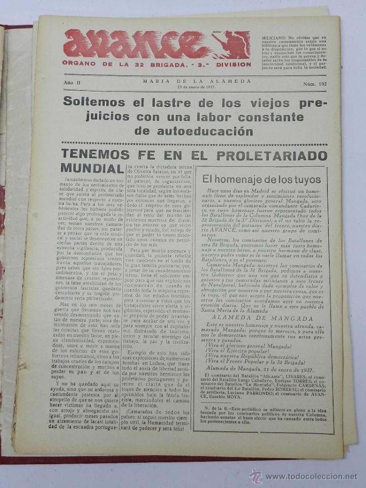 Military Antiques: ANTIGUO PERIODICO AVANCE, ORGANO DE LA 32 BRIGADA. 3&ordf; DIVISION, MARIA DE LA ALAMEDA, 23 DE ENERO DE