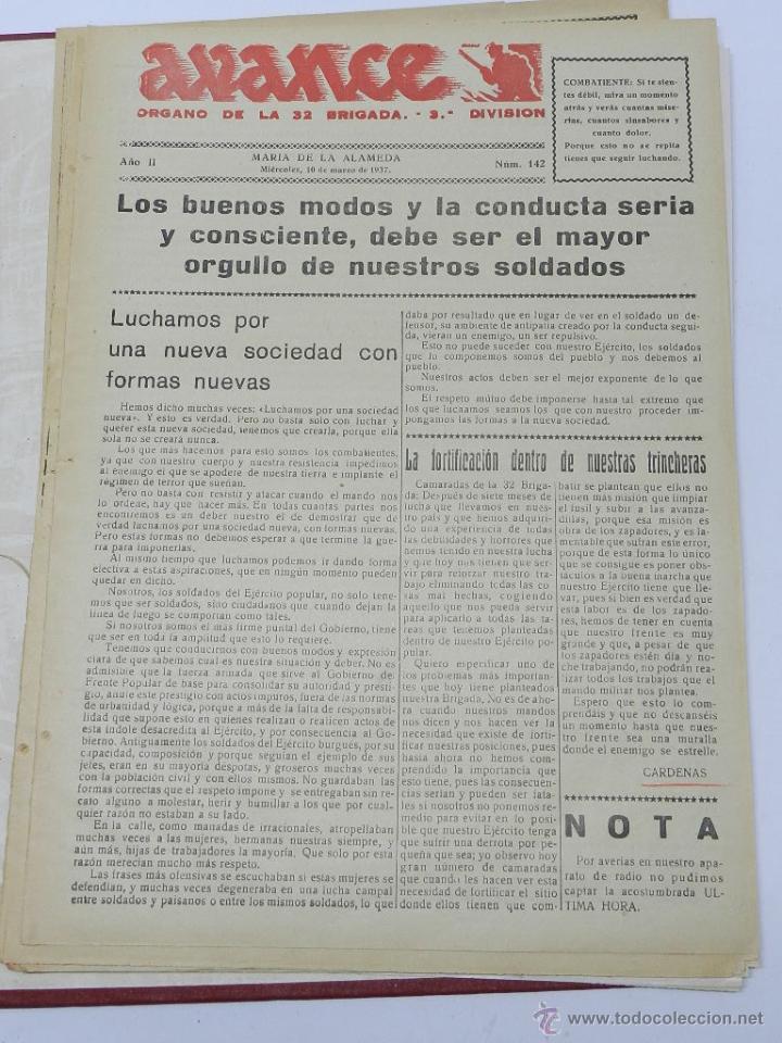 Military Antiques: ANTIGUO PERIODICO AVANCE, ORGANO DE LA 32 BRIGADA. 3&ordf; DIVISION, MARIA DE LA ALAMEDA, 10 DE MARZO DE
