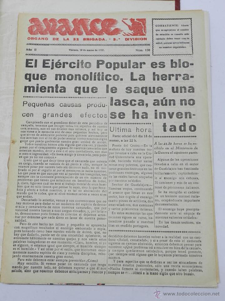 Military Antiques: ANTIGUO PERIODICO AVANCE, ORGANO DE LA 32 BRIGADA. 3&ordf; DIVISION, MARIA DE LA ALAMEDA, 19 DE MARZO DE