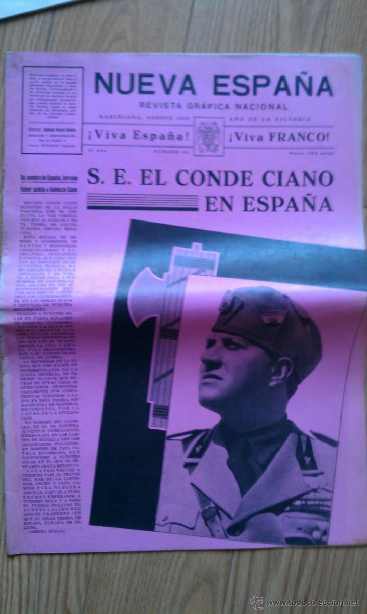 Militaria: 1939 REVISTA NUEVA ESPA&Ntilde;A GUERRA CIVIL CONDE CIANO CANARIAS ANDALUCIA BARCELONA