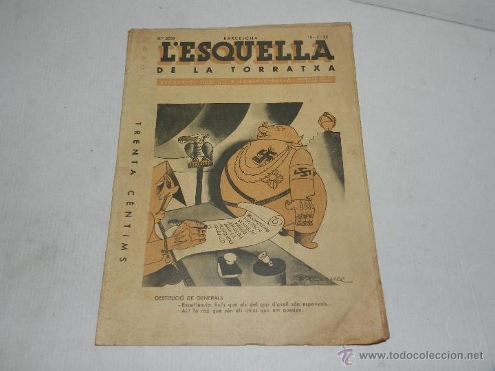 Military Antiques: (M) L'ESQUELLA DE LA TORRATXA NUM 3052 , BARCELONA 18 / 02 / 1938 , SE&Ntilde;ALES DE USO