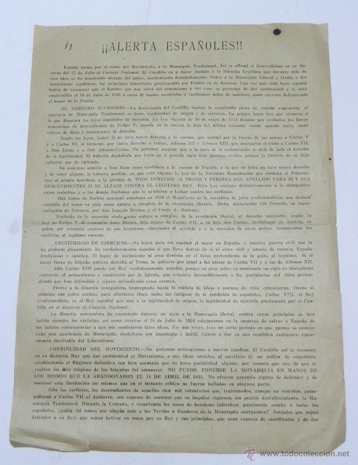 Military Antiques: PROPAGANDA CARLISTA, EN DEFENSA DEL DERECHO A SER REY DE CARLOS VIII, 1 HOJA TAMA&Ntilde;O FOLIO.