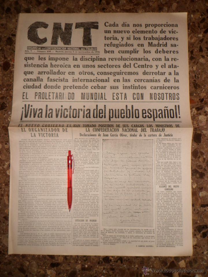 Military Antiques: Periodico CNT - 5 NOVIEMBRE 1936 - FACSIMIL