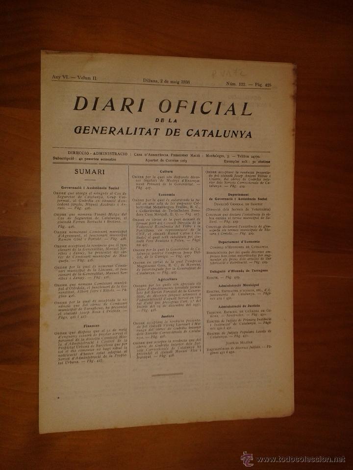 Military Antiques: Diari oficial de la generalitat de Catalunya.