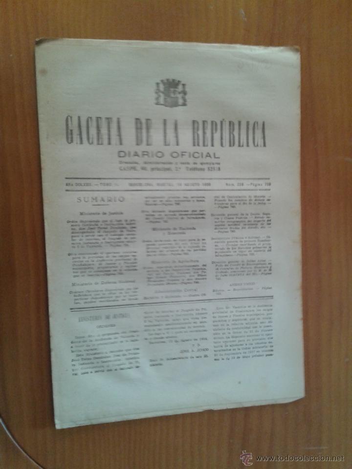 Military Antiques: Gaceta de la rep&uacute;blica, diario oficial, rep&uacute;blica