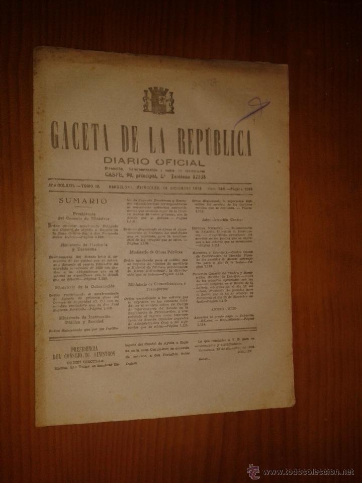 Militaria: Gaceta de la rep&uacute;blica, diario oficial, rep&uacute;blica