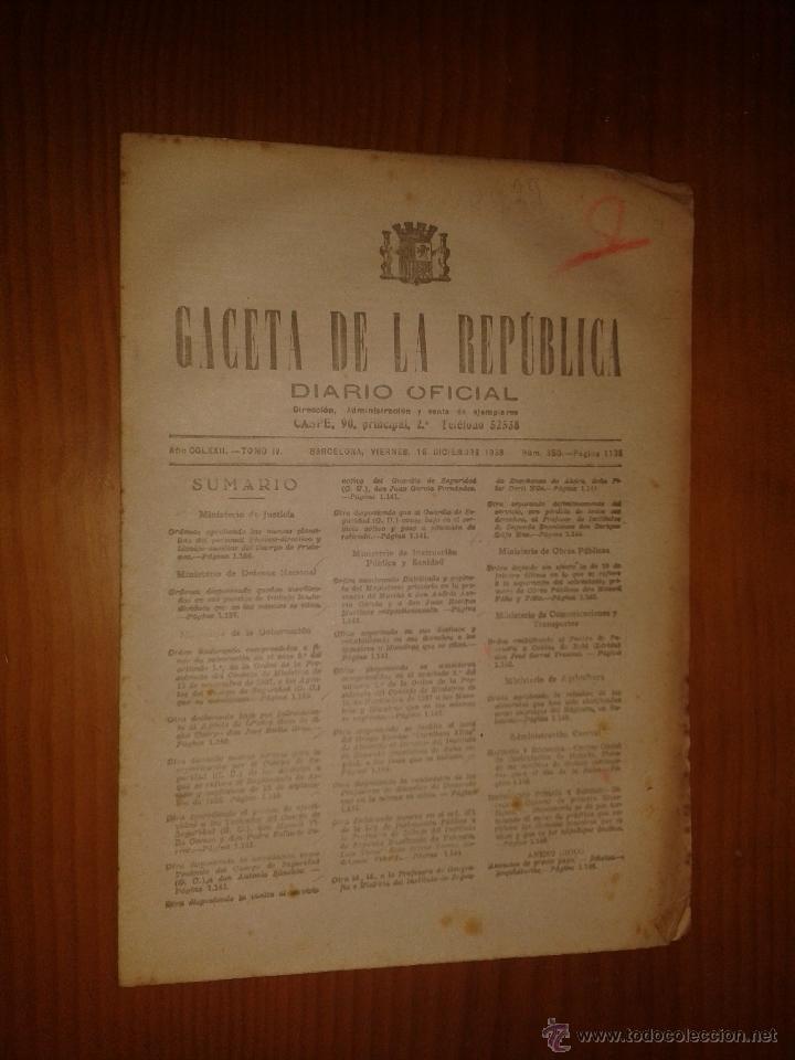Military Antiques: Gaceta de la rep&uacute;blica, diario oficial, rep&uacute;blica