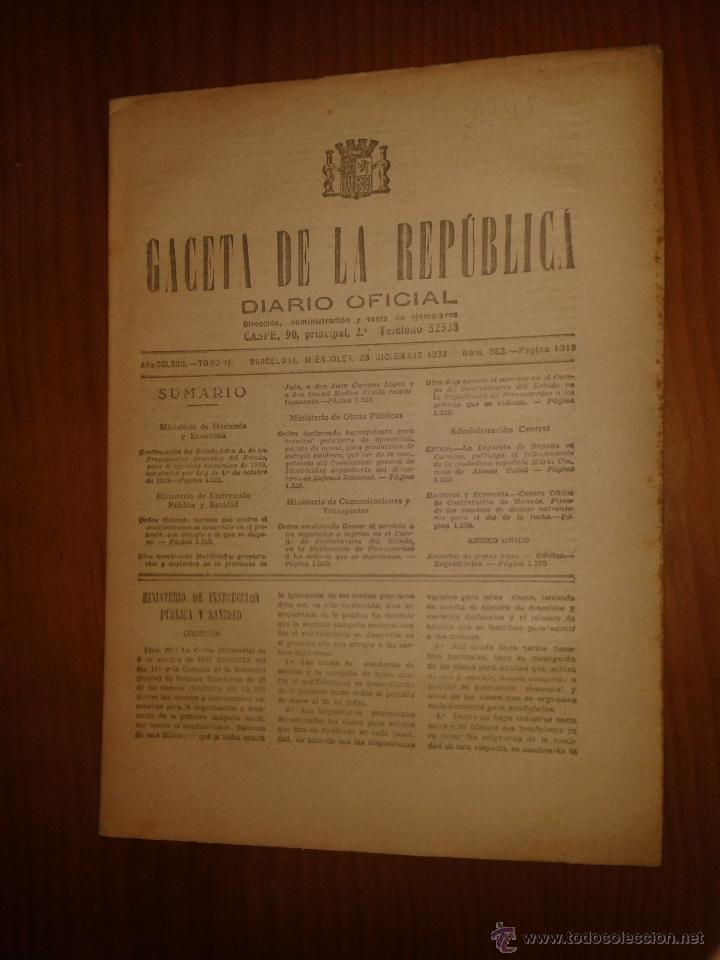 Military Antiques: Gaceta de la rep&uacute;blica, diario oficial, rep&uacute;blica
