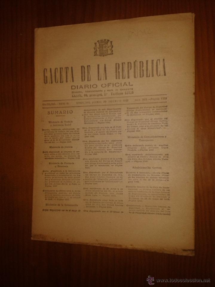 Militaria: Gaceta de la rep&uacute;blica, diario oficial, rep&uacute;blica