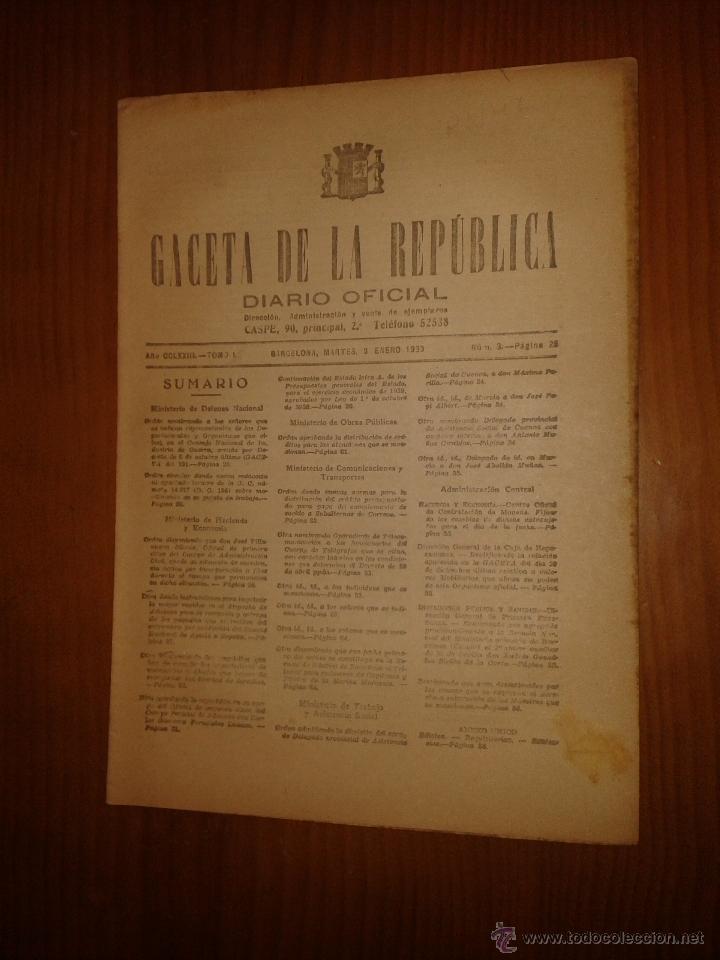 Military Antiques: Gaceta de la rep&uacute;blica, diario oficial, rep&uacute;blica