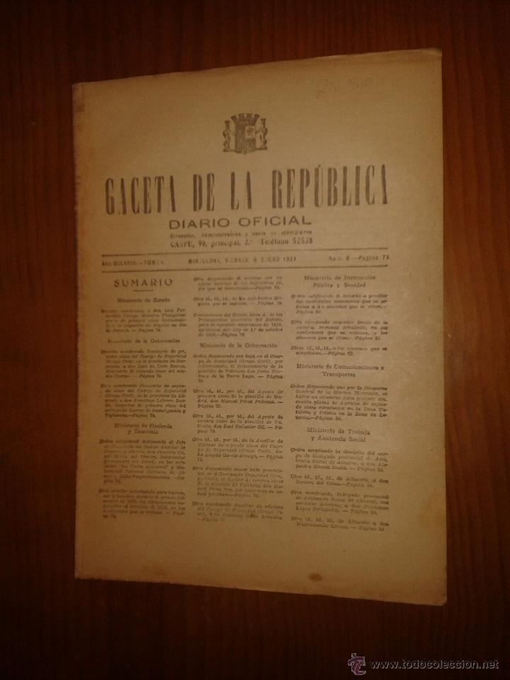 Military Antiques: Gaceta de la rep&uacute;blica, diario oficial, rep&uacute;blica